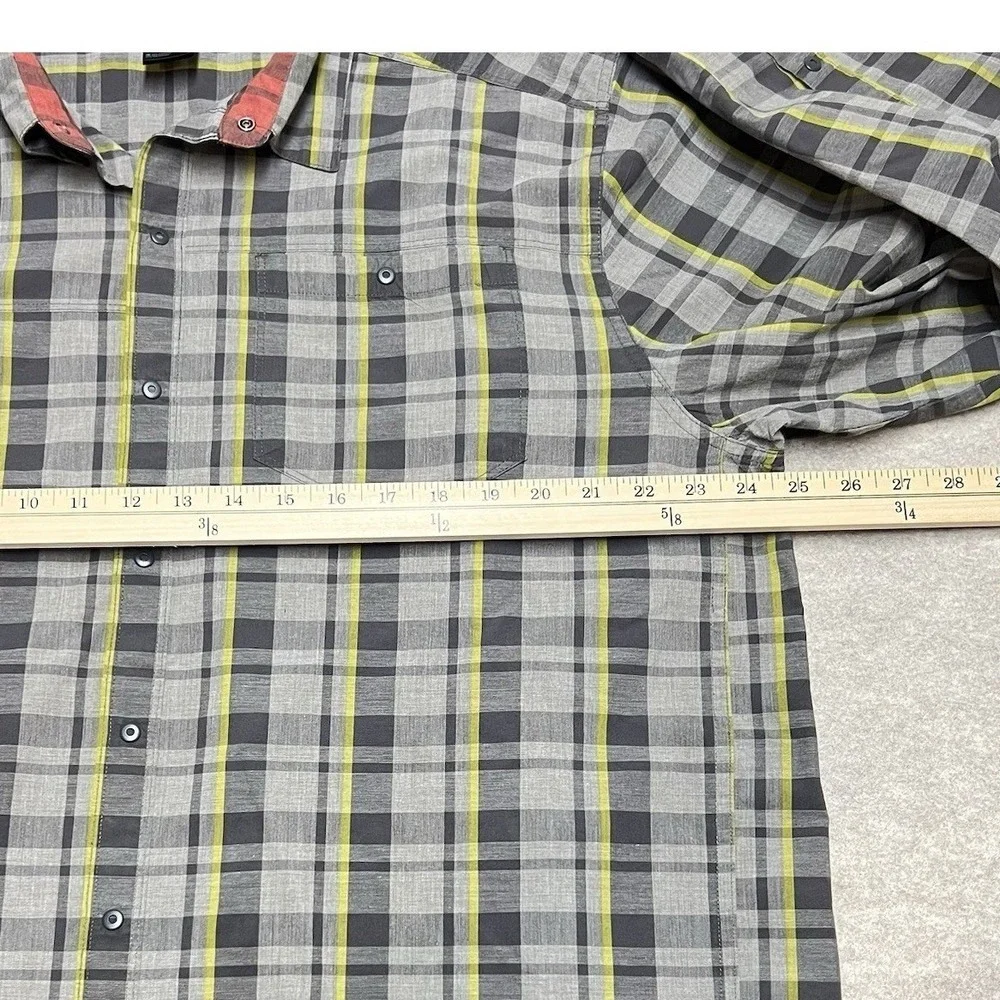 The‎ North Face Mens XL Grey Yellow Plaid Long Sleeve Button Down Shirt Hiking